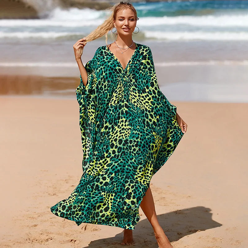 Zebra Print Kaftan Dress, Oversize Beach Dress
