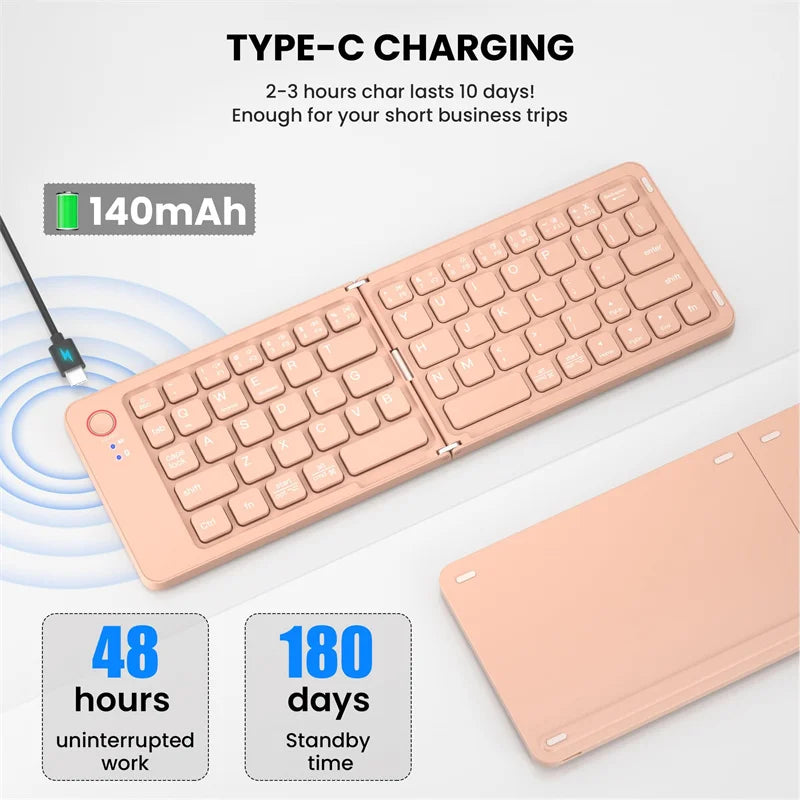 New Design Folding Bluetooth Keyboard Multi-Devices Rechargeable