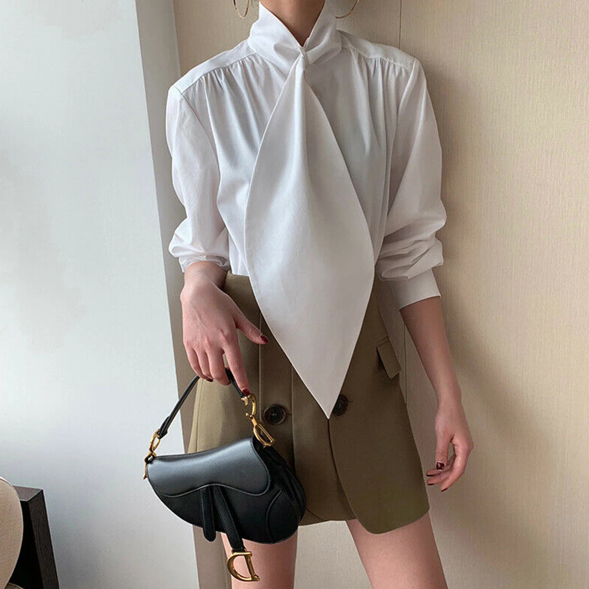 Vireous Everyday Elegant Women's High Neck Office Shirt