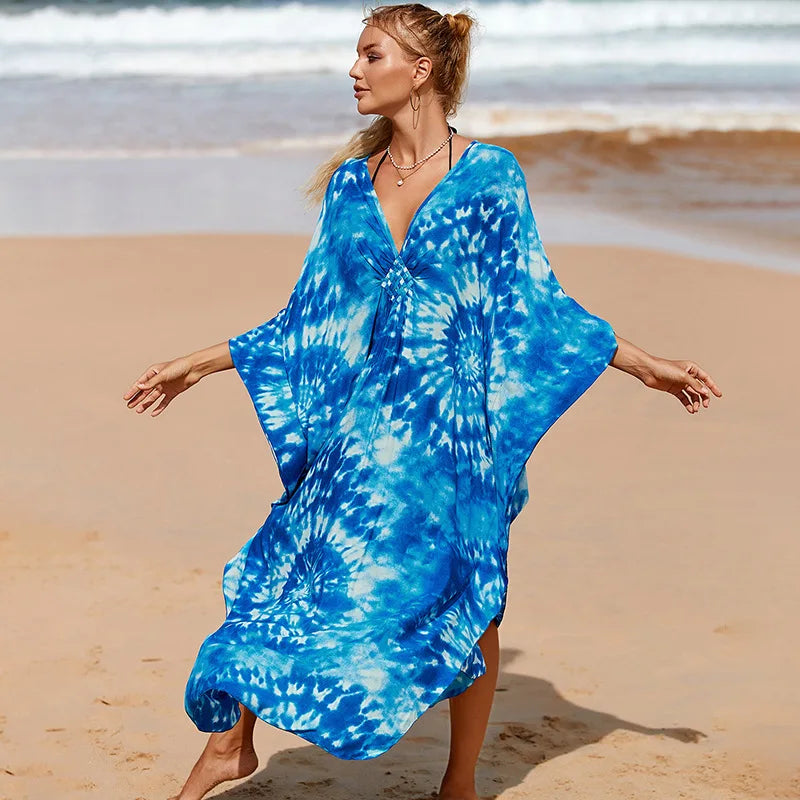 Zebra Print Kaftan Dress, Oversize Beach Dress
