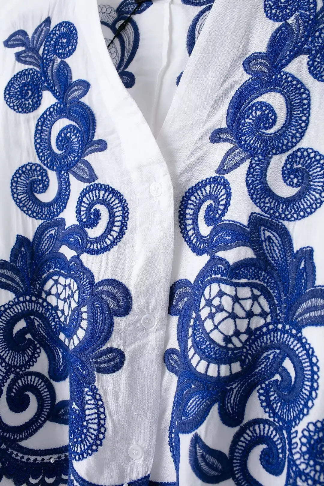 Bohemian-Style White and Blue Embroidered Two-Piece Women's Summer Set