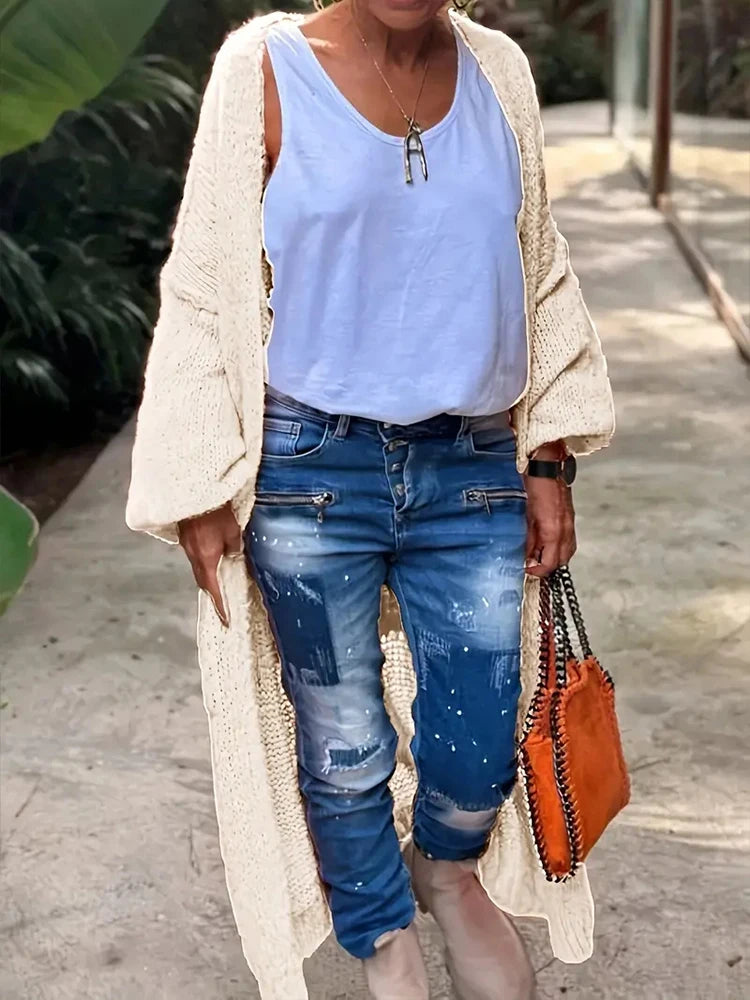 'Love and Peace' New Design Women's Long Knitted Cardigan, Sweater Coat