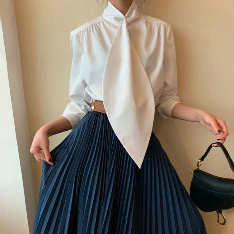 Vireous Everyday Elegant Women's High Neck Office Shirt