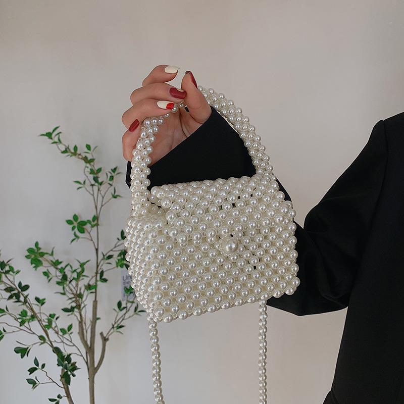 Small Pearl Cross Body Handbag with Pearl Handle & Strap
