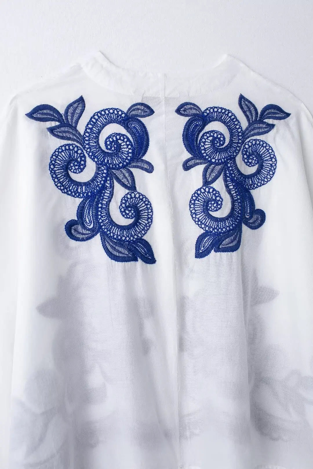 Bohemian-Style White and Blue Embroidered Two-Piece Women's Summer Set
