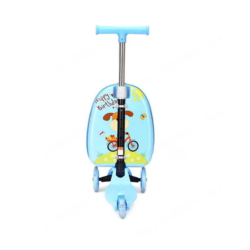 Kids Scooter Suitcase on Wheels, Carry-On Luggage Skateboard, 20-Inch Design