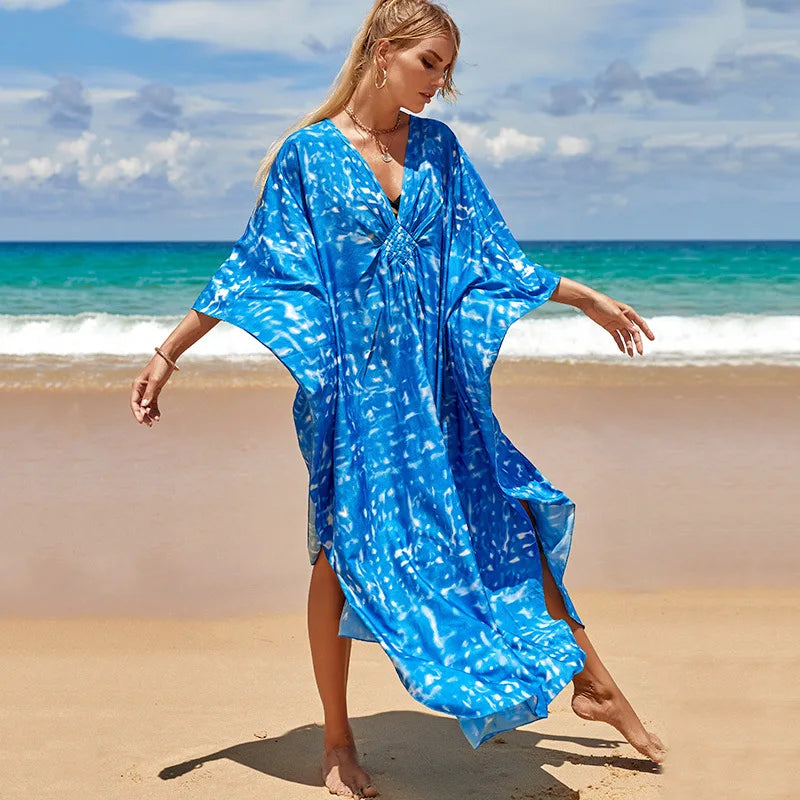 Zebra Print Kaftan Dress, Oversize Beach Dress