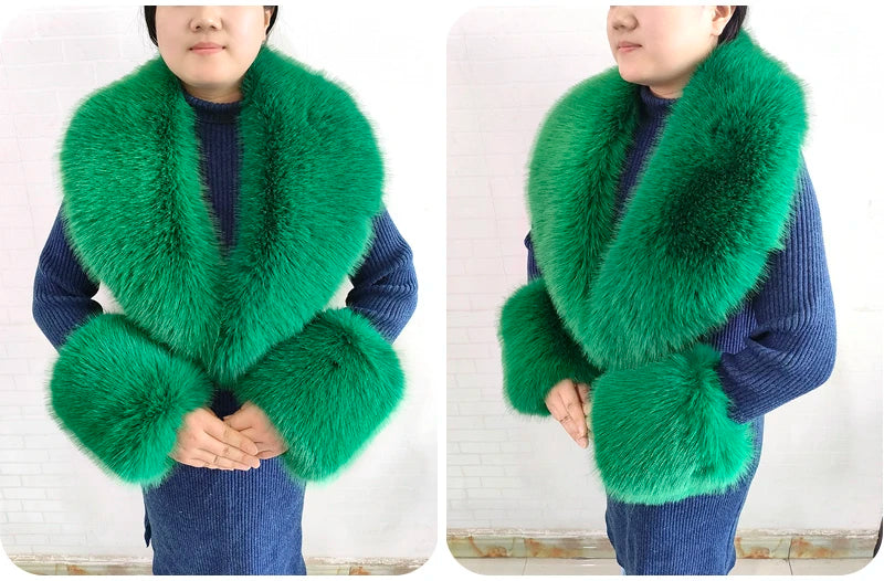 Winter Faux Fur Collar and Cuffs Set, Shawl and Accessories