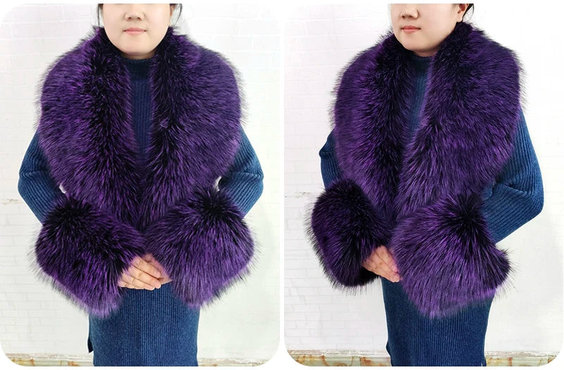 Winter Faux Fur Collar and Cuffs Set, Shawl and Accessories