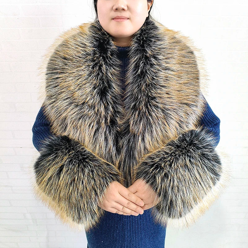 Winter Faux Fur Collar and Cuffs Set, Shawl and Accessories