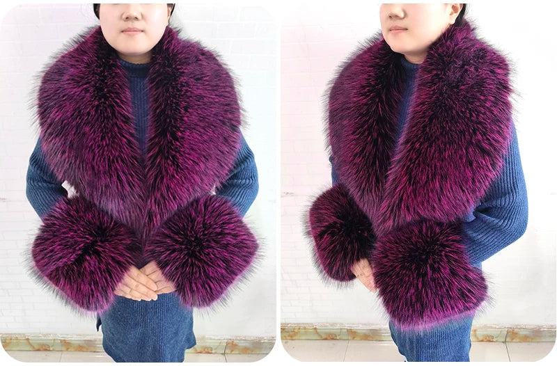 Winter Faux Fur Collar and Cuffs Set, Shawl and Accessories