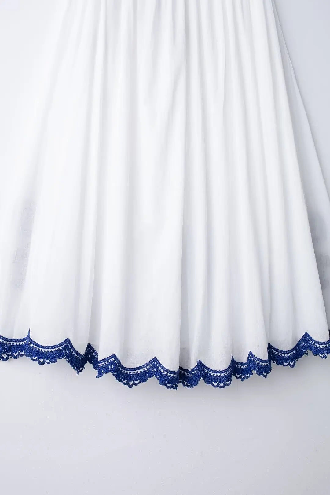 Bohemian-Style White and Blue Embroidered Two-Piece Women's Summer Set