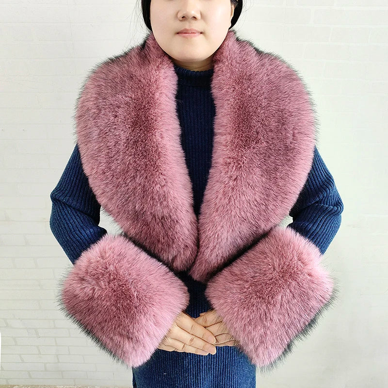 Winter Faux Fur Collar and Cuffs Set, Shawl and Accessories