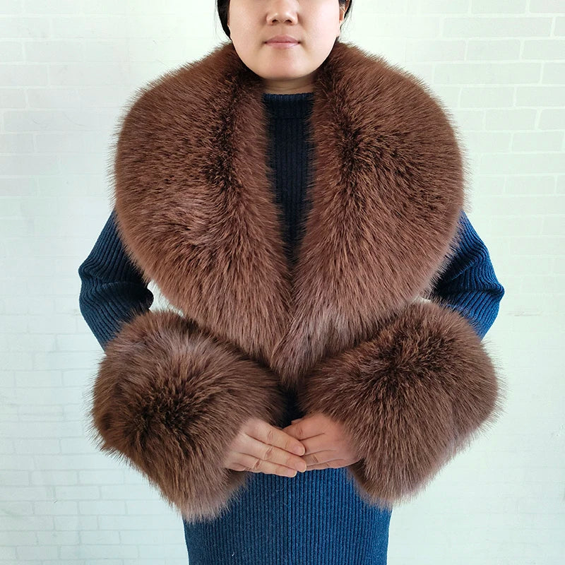 Winter Faux Fur Collar and Cuffs Set, Shawl and Accessories