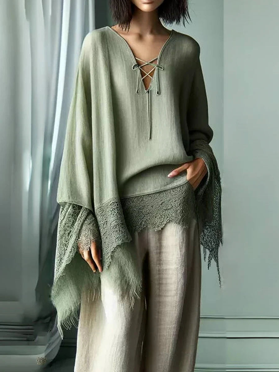 Women's Drawstring Wide-Leg Skirt Pants, Beige Gaucho Trousers