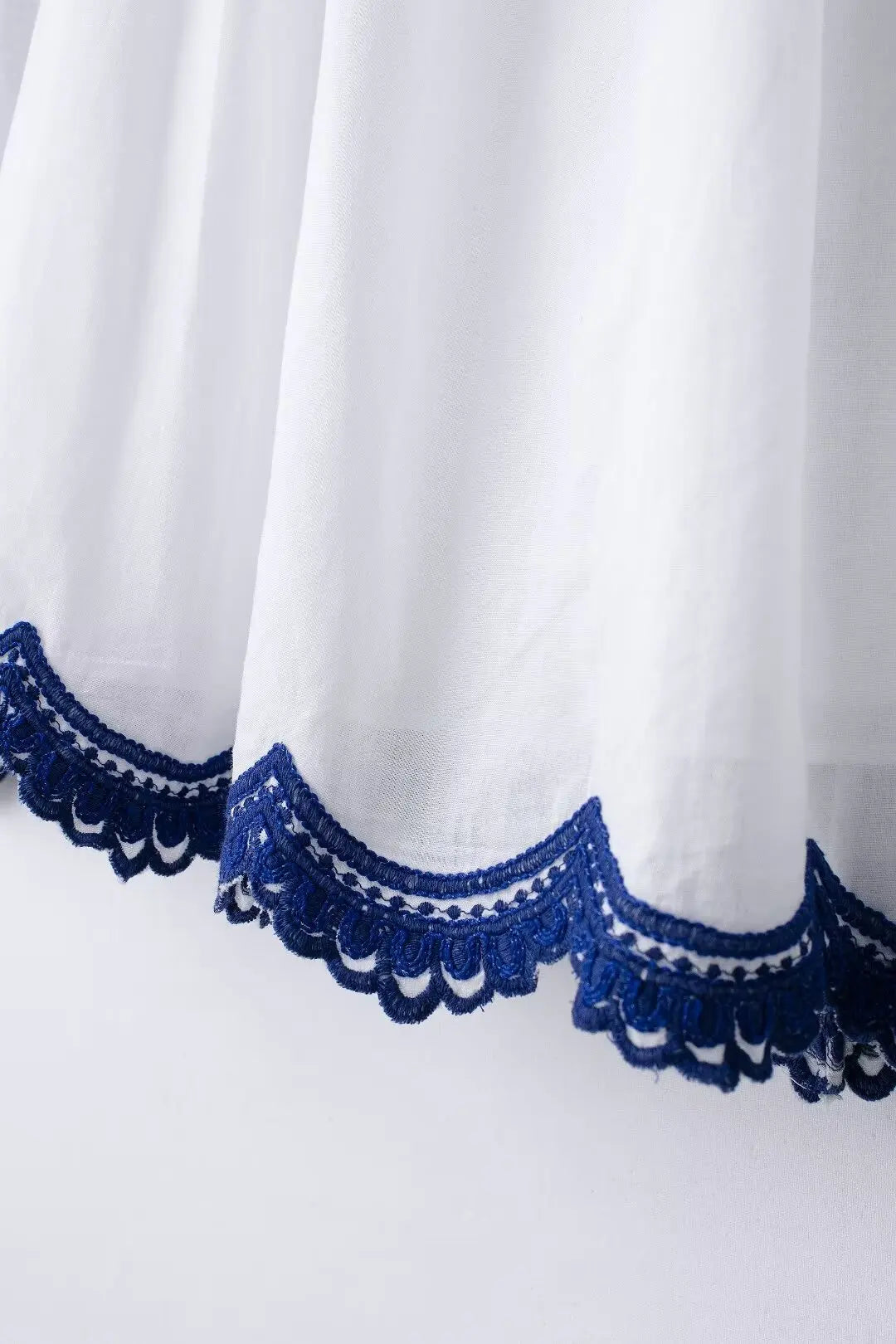 Bohemian-Style White and Blue Embroidered Two-Piece Women's Summer Set