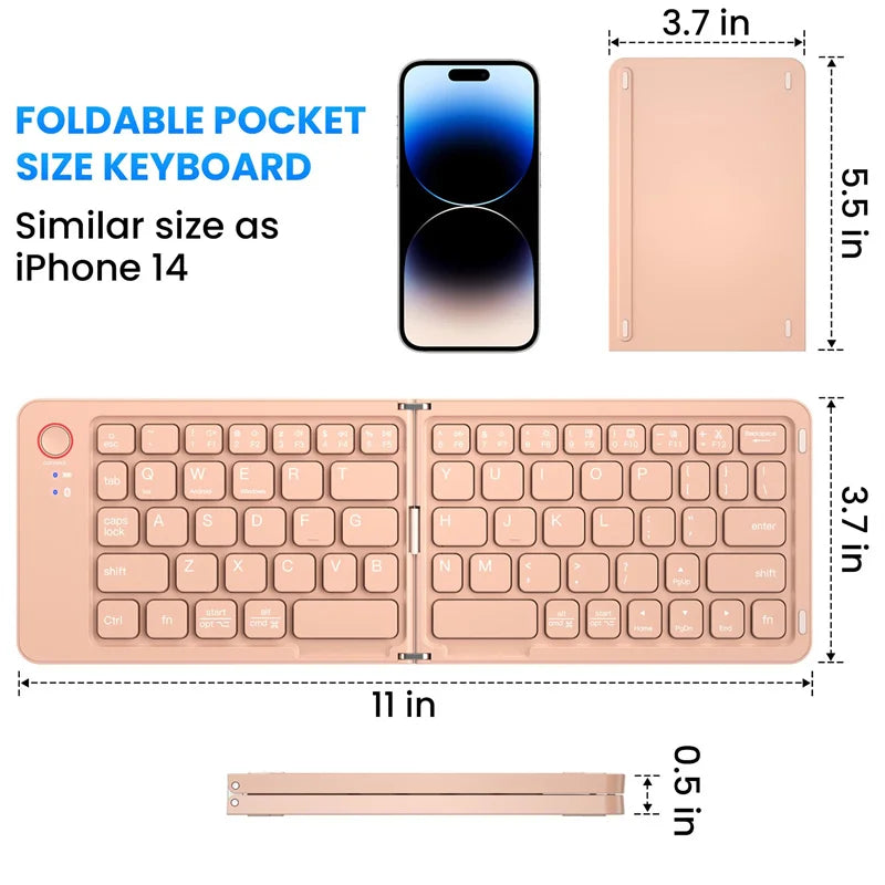 New Design Folding Bluetooth Keyboard Multi-Devices Rechargeable