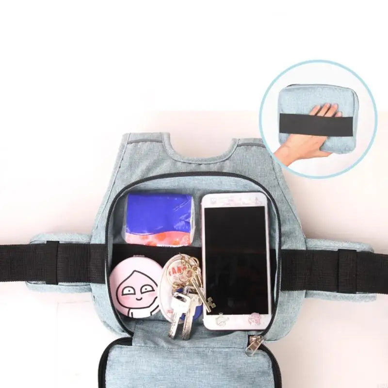 Universal Children's Motorcycle Safety Belt, Waist and Shoulder Belt with Storage Pocket