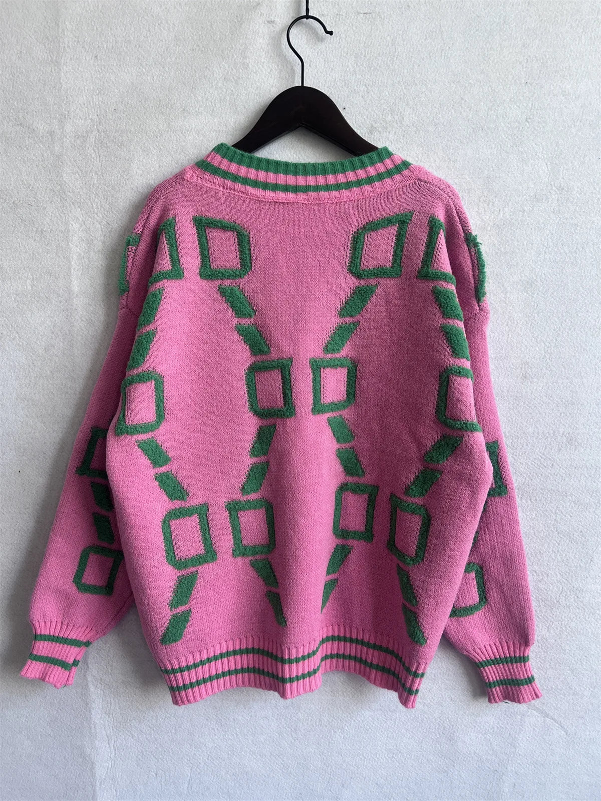 Vireous Jacquard Knitted Women's Cardigan Coat, Candy Colours