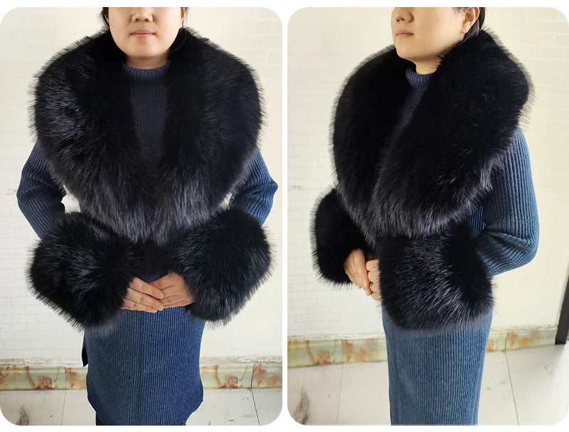 Winter Faux Fur Collar and Cuffs Set, Shawl and Accessories