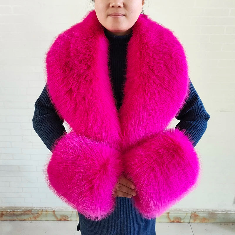 Winter Faux Fur Collar and Cuffs Set, Shawl and Accessories