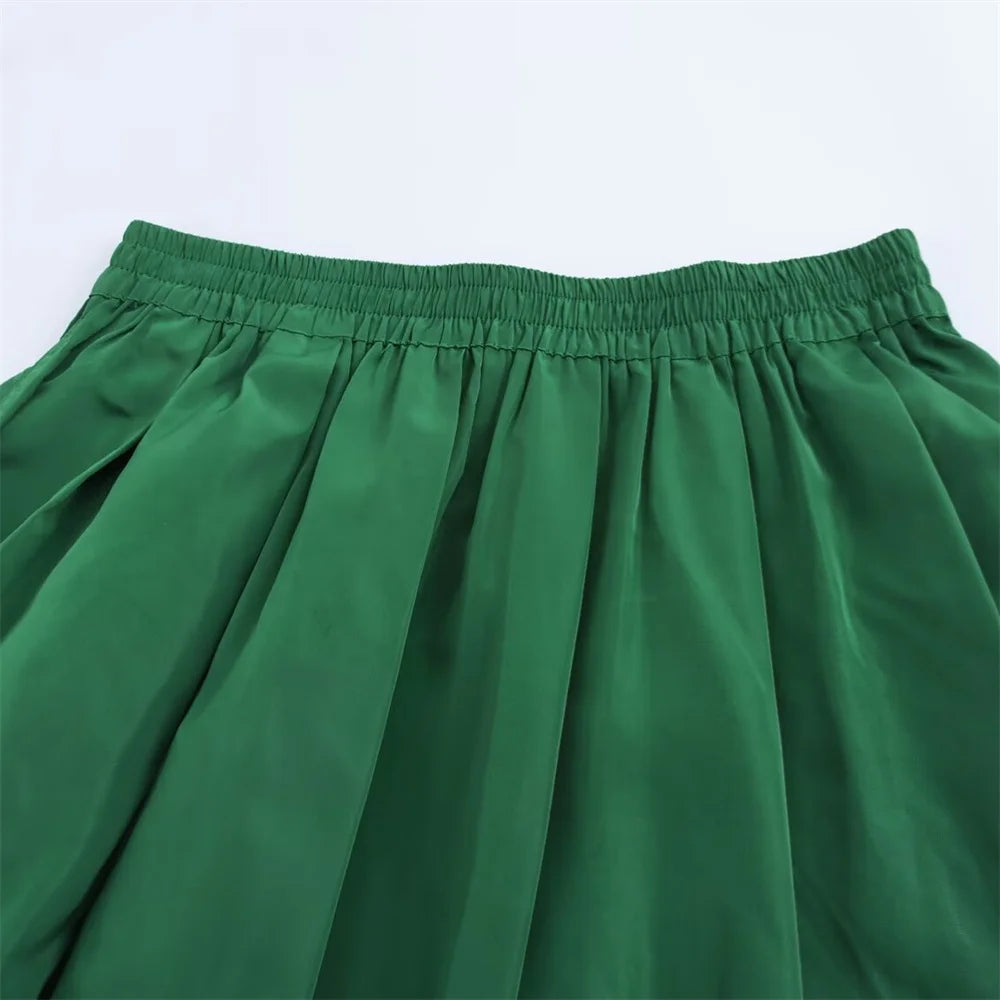 Women's Fashion Casual Swing Midi Skirt and Top, Two Piece Set