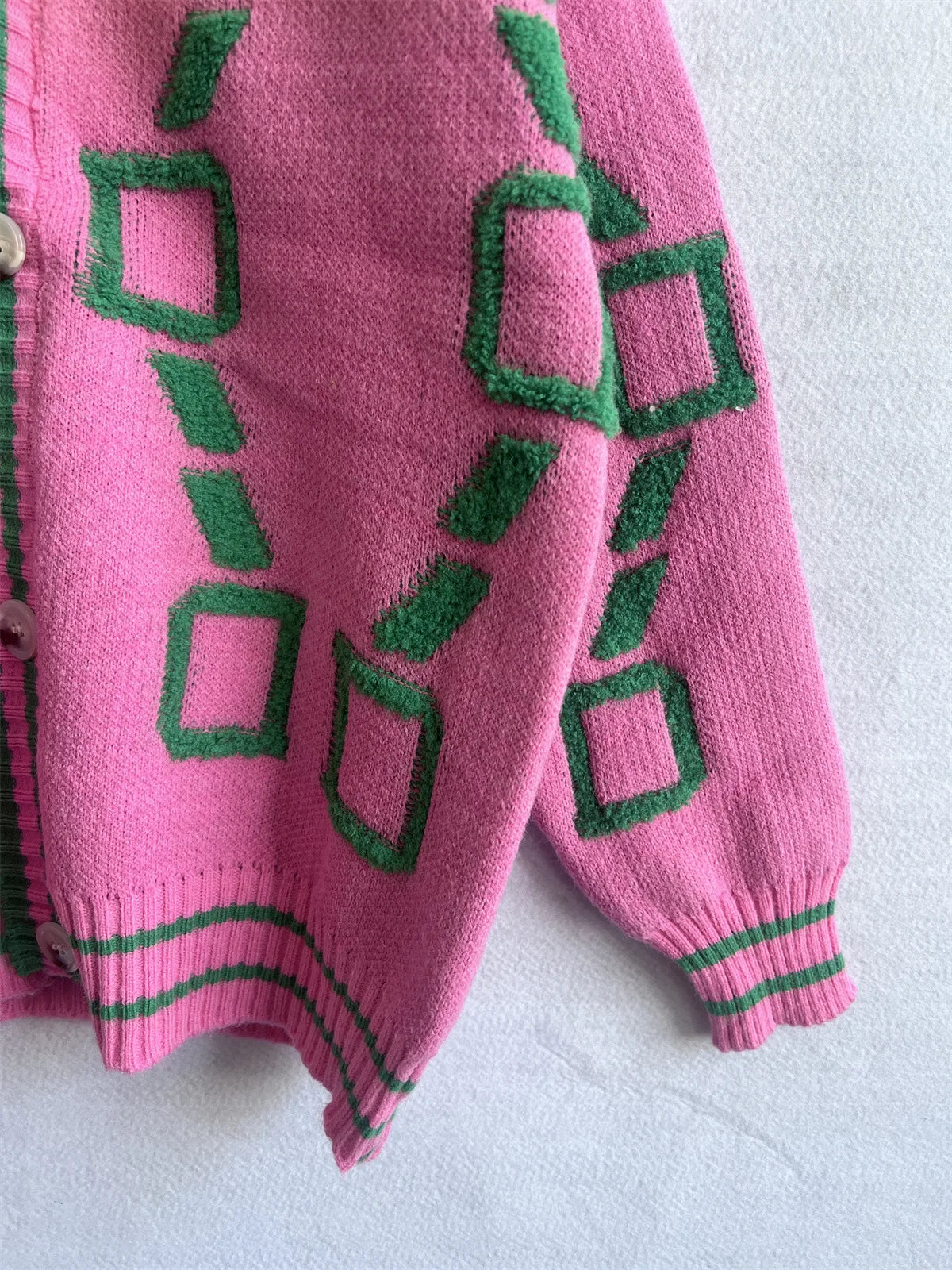 Vireous Jacquard Knitted Women's Cardigan Coat, Candy Colours
