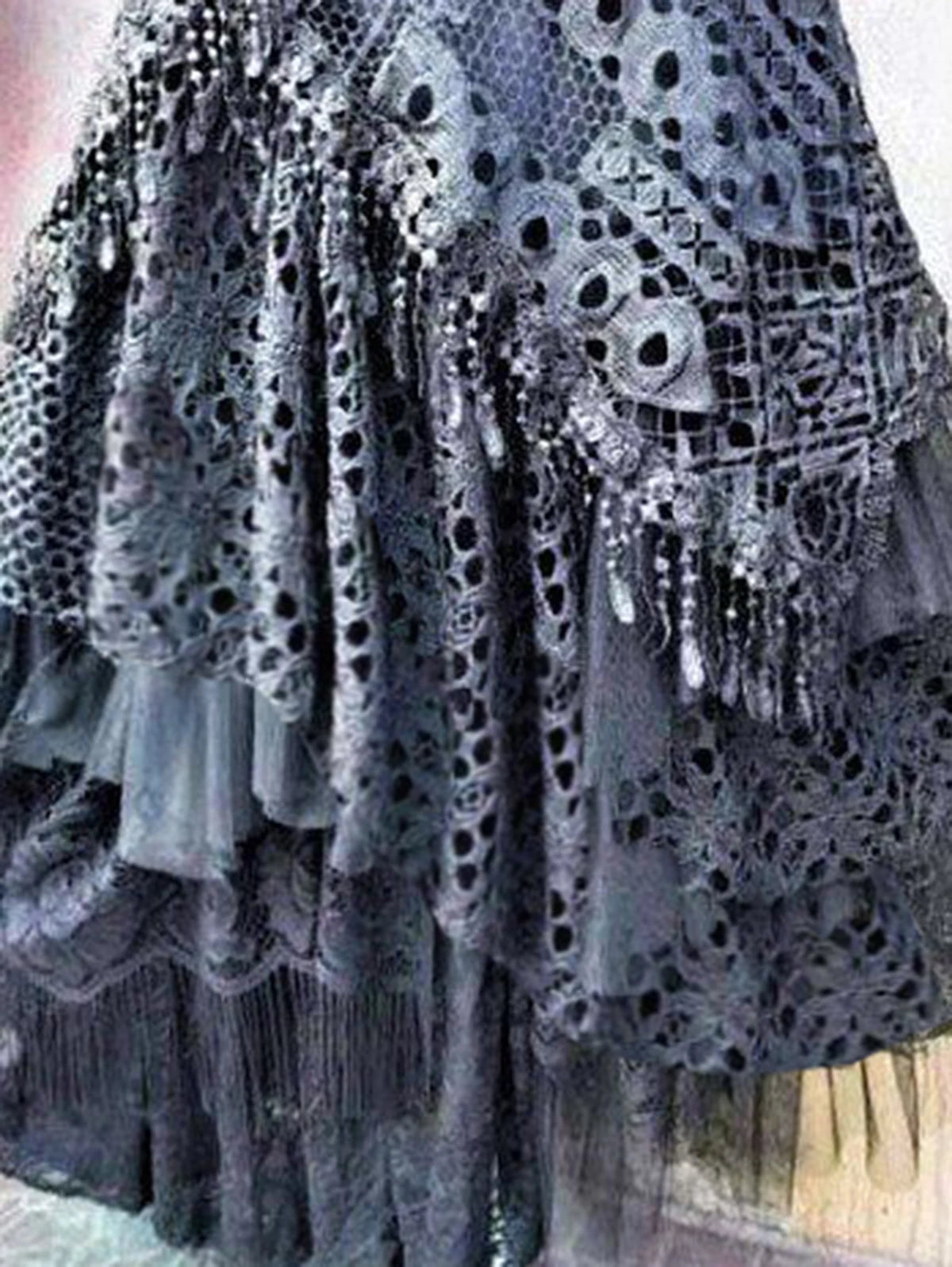 Elegant Boho-Style Hollow Mesh Asymmetrical Long Skirt