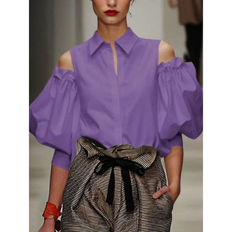 Vireous Women's Tuxedo Dress Shirt