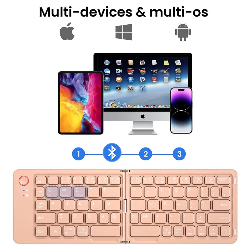 New Design Folding Bluetooth Keyboard Multi-Devices Rechargeable