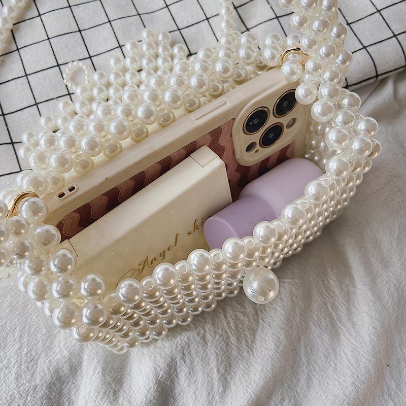 Small Pearl Cross Body Handbag with Pearl Handle & Strap