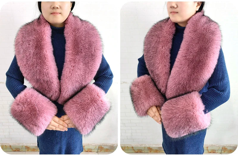 Winter Faux Fur Collar and Cuffs Set, Shawl and Accessories