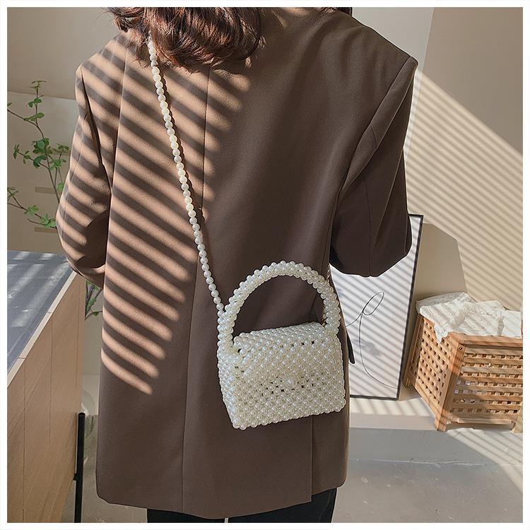 Small Pearl Cross Body Handbag with Pearl Handle & Strap