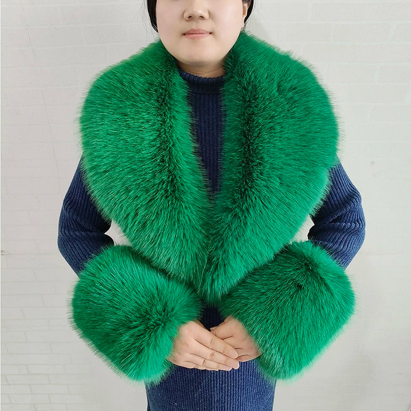 Winter Faux Fur Collar and Cuffs Set, Shawl and Accessories