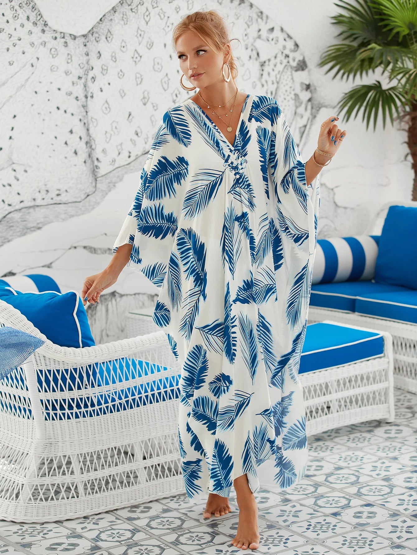 Zebra Print Kaftan Dress, Oversize Beach Dress