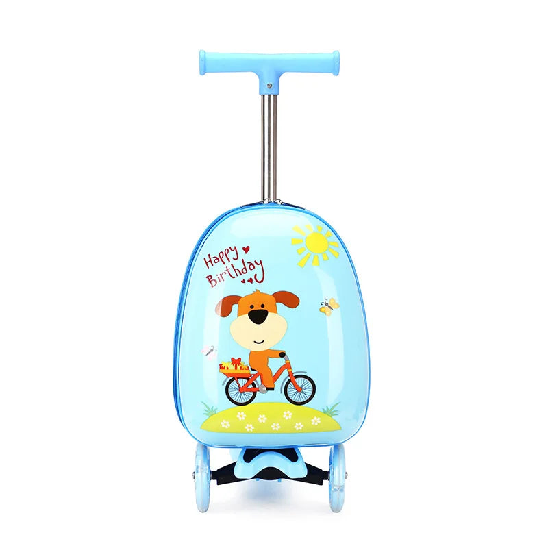 Kids Scooter Suitcase on Wheels, Carry-On Luggage Skateboard, 20-Inch Design