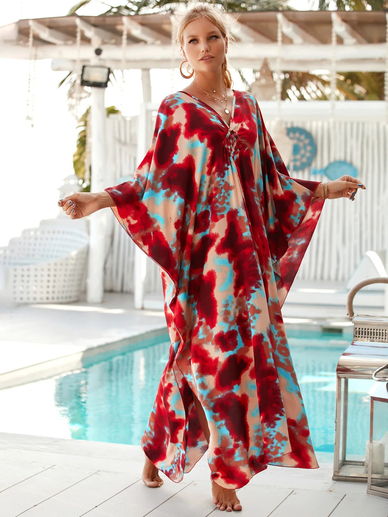 Zebra Print Kaftan Dress, Oversize Beach Dress