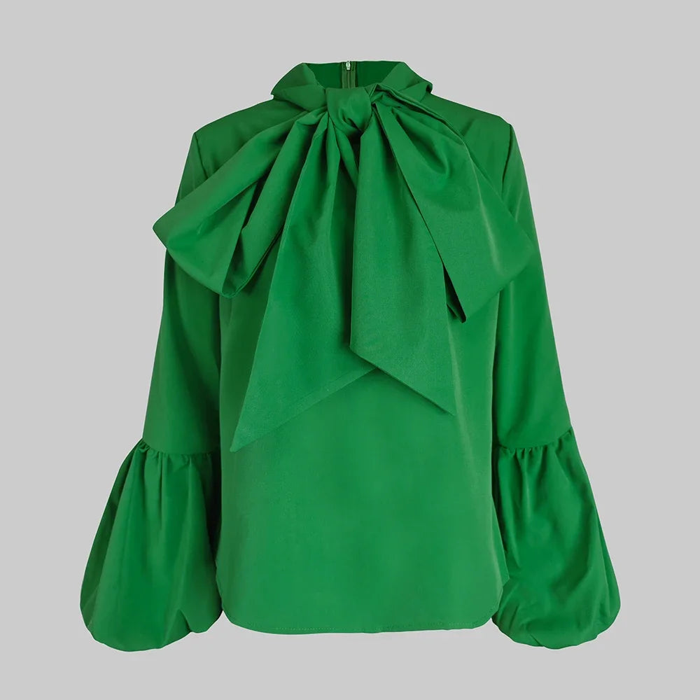 Vireous Bowknot High Collar Women's Tuxedo Shirt