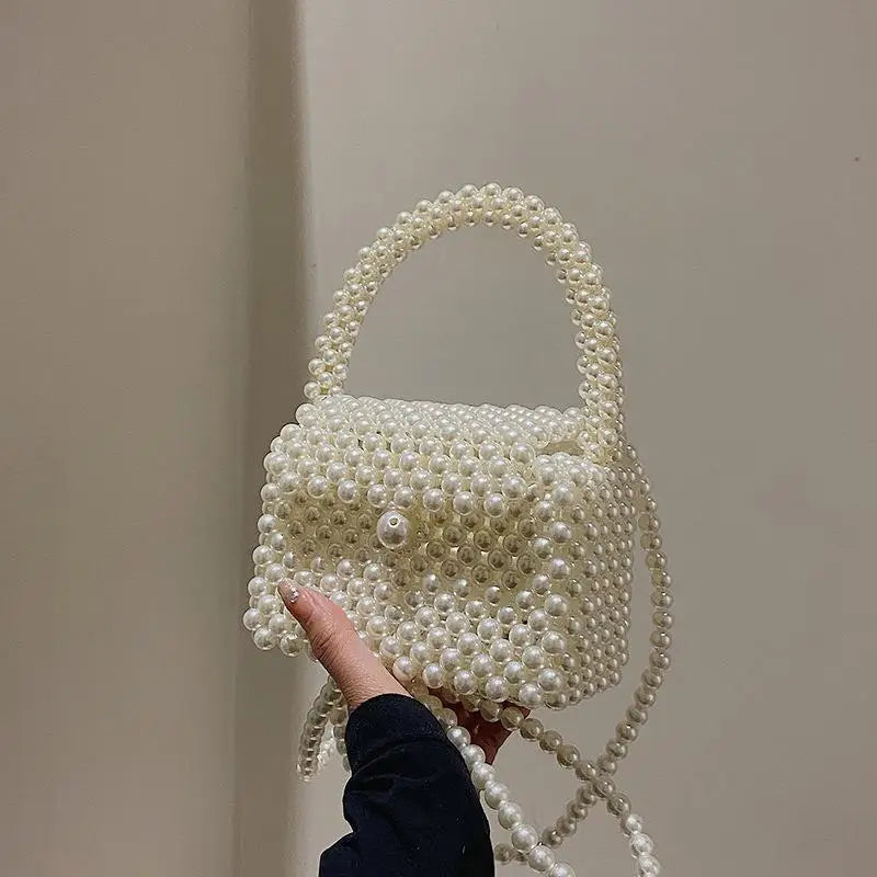 Small Pearl Cross Body Handbag with Pearl Handle & Strap