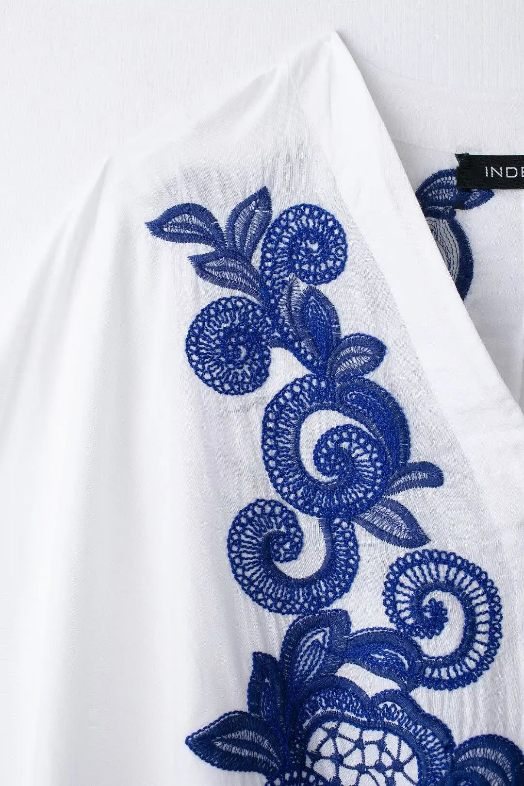 Bohemian-Style White and Blue Embroidered Two-Piece Women's Summer Set