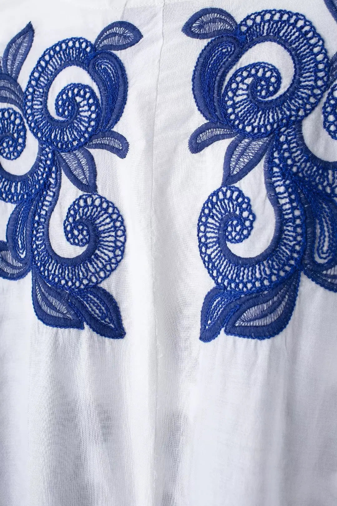 Bohemian-Style White and Blue Embroidered Two-Piece Women's Summer Set