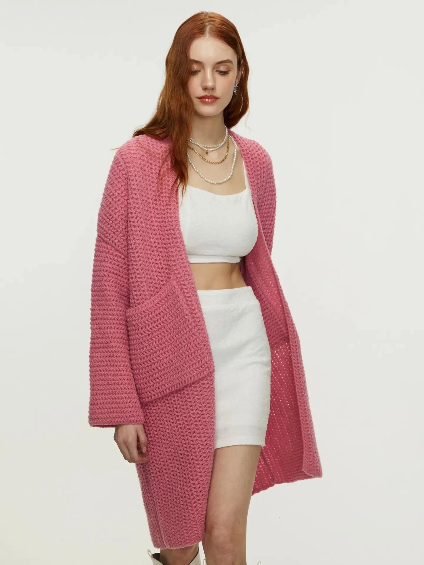 Knitted Cardigan Coat Medium-Length, Multi Colours