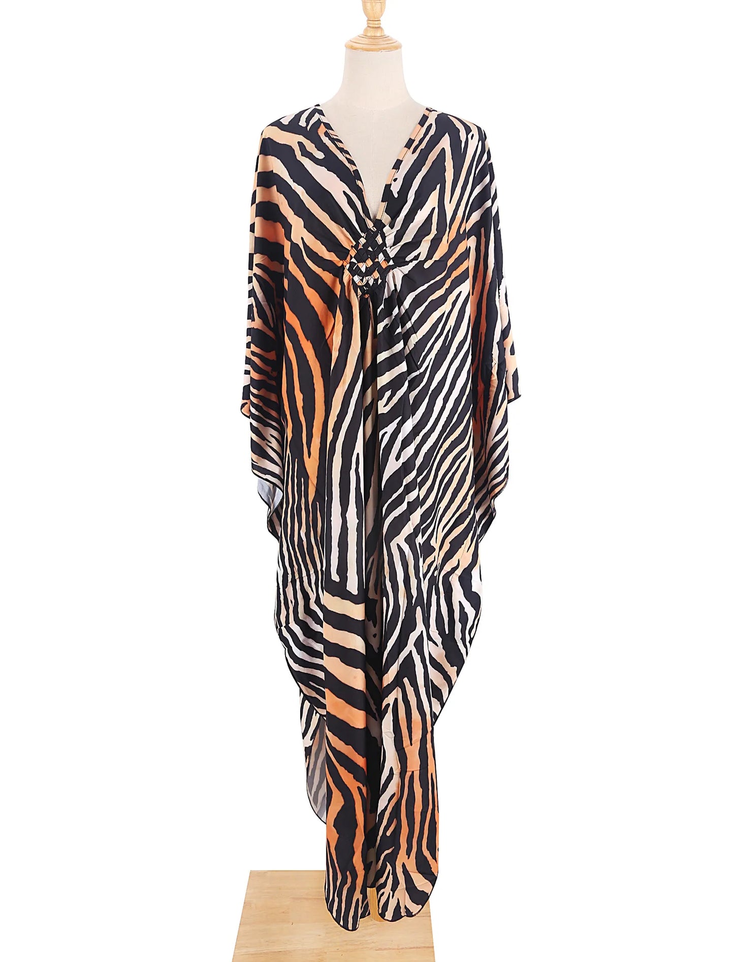 Zebra Print Kaftan Dress, Oversize Beach Dress