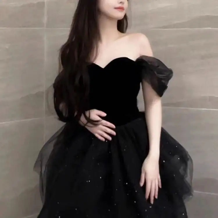 Vireous Floaty Sheer Tulle Evening Dress, Princess Sleeves