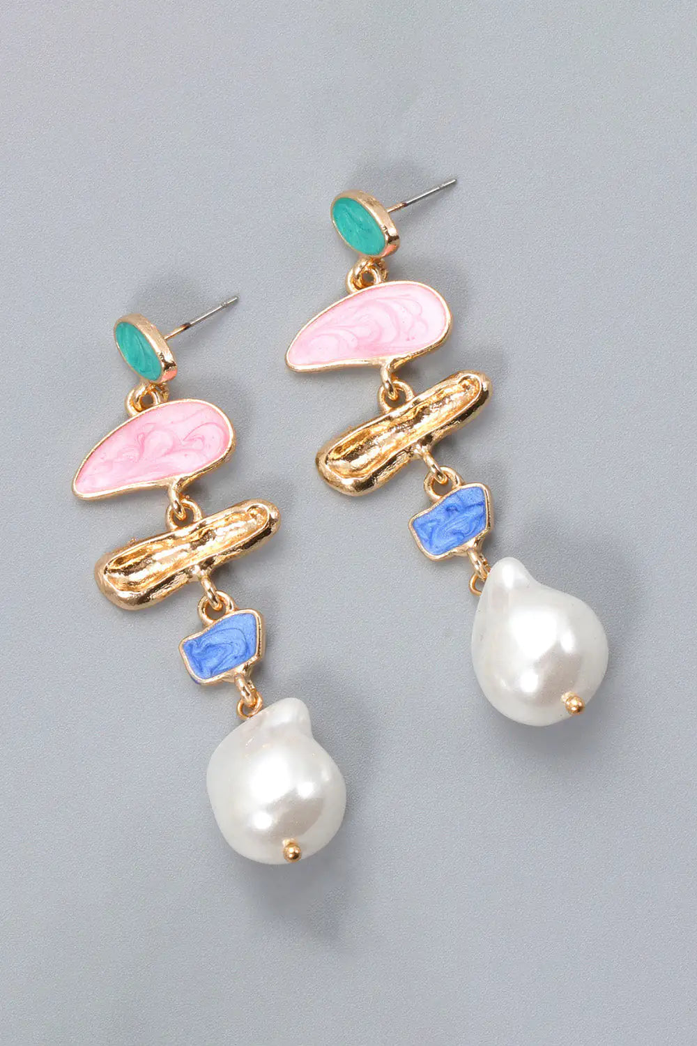 Abnormal Shape Zinc Alloy Pearl Dangle Earrings