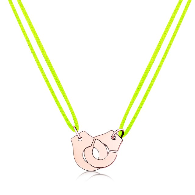 Handcuff Pendant Necklace, 925 Sterling Silver with Adjustable Cord