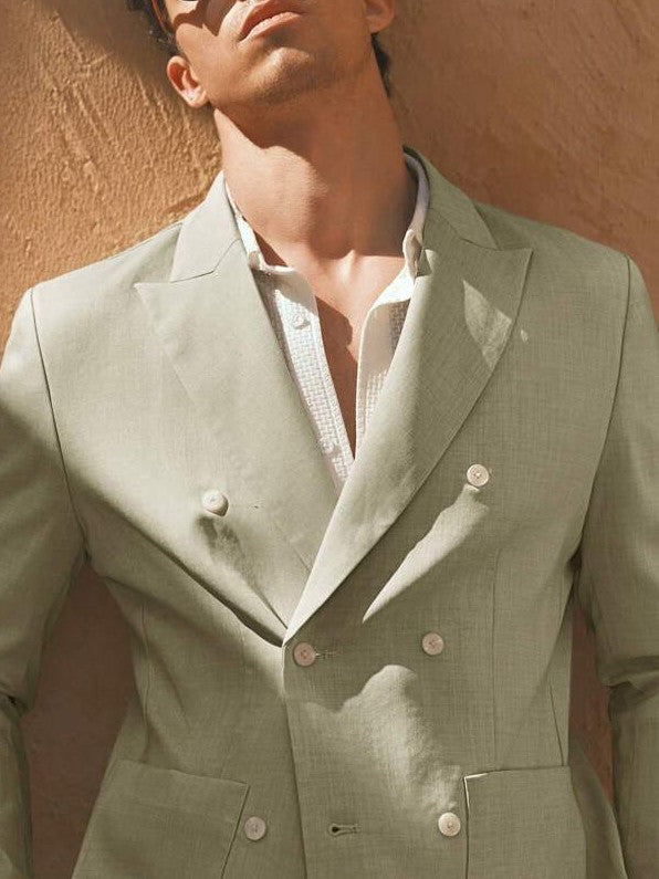 Men's Tawny Double-Breasted Blazer and Wide Leg Pants Suit