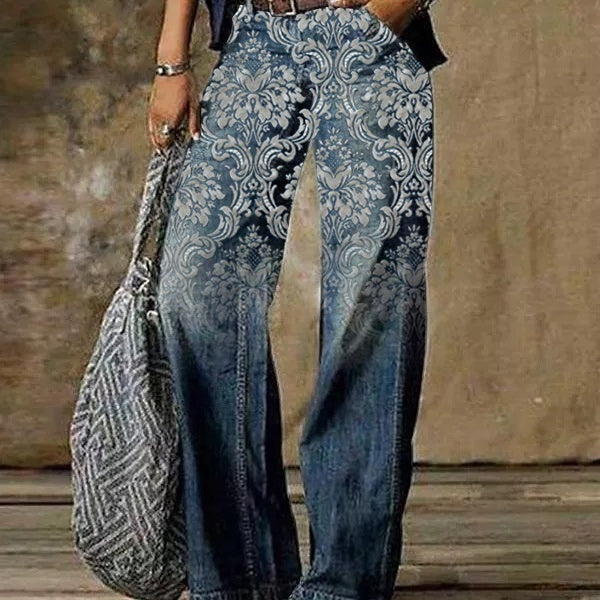 Organza Pattern Weave Jeans, Patterned Women's Designer Denim