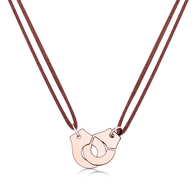 Handcuff Pendant Necklace, 925 Sterling Silver with Adjustable Cord