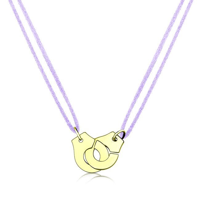 Handcuff Pendant Necklace, 925 Sterling Silver with Adjustable Cord